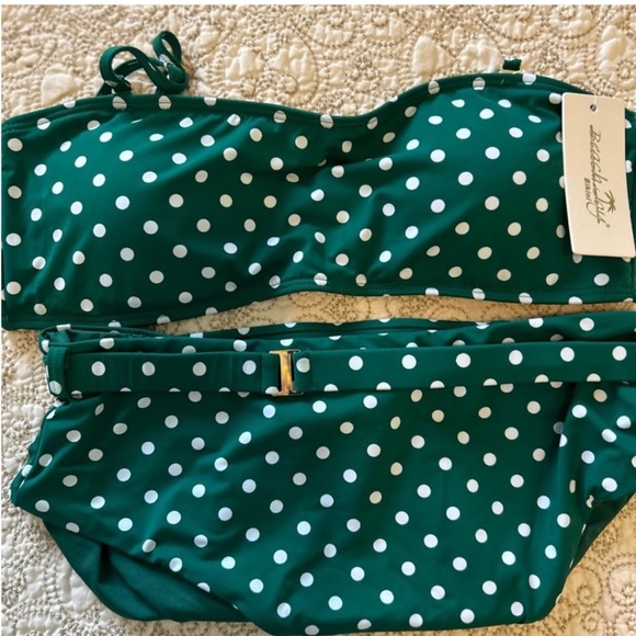 Beach Joy High Rise Bikini Green Polka Dot Bikini. - Picture 6 of 6